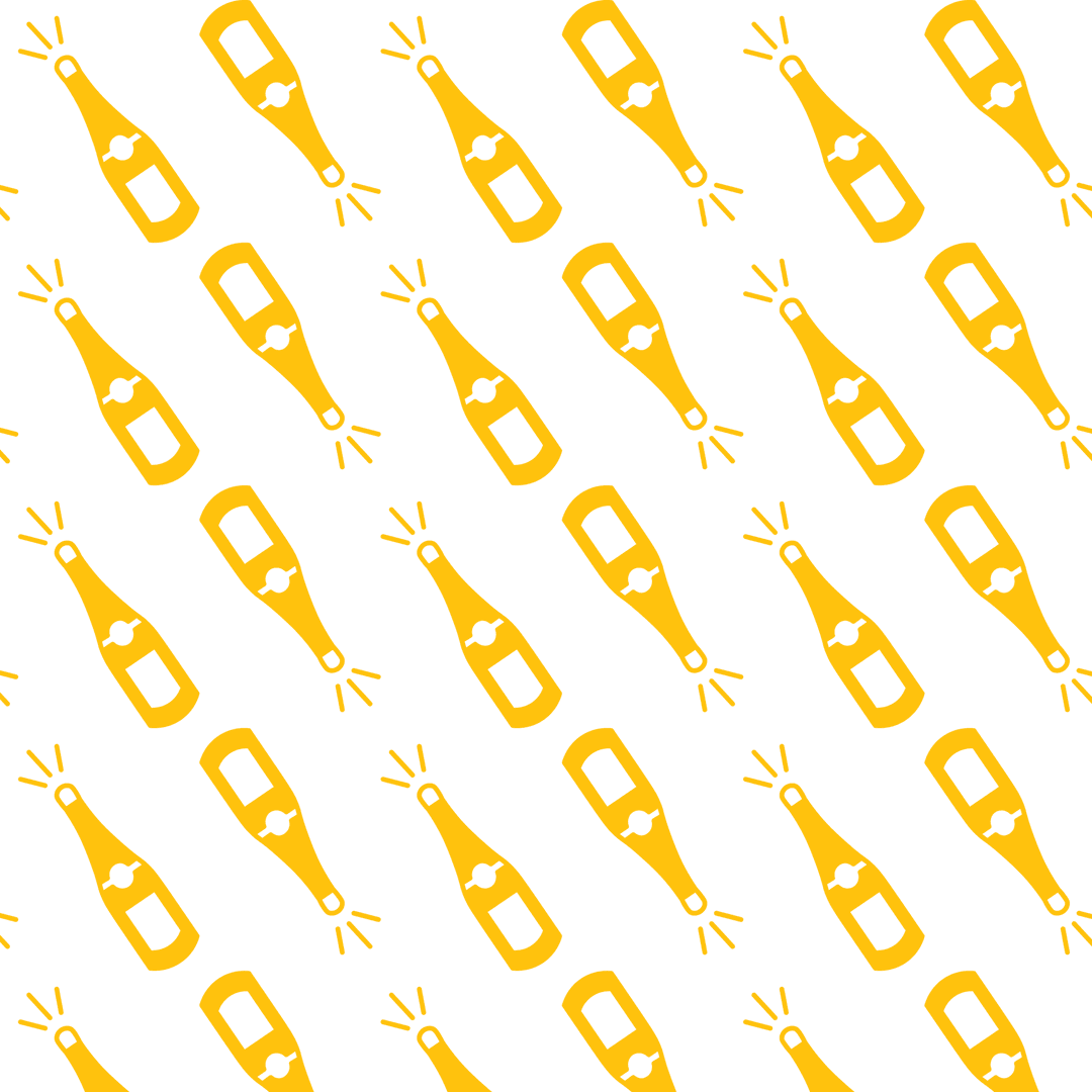 Yellow Champagne Bottles Pattern on Transparent Background