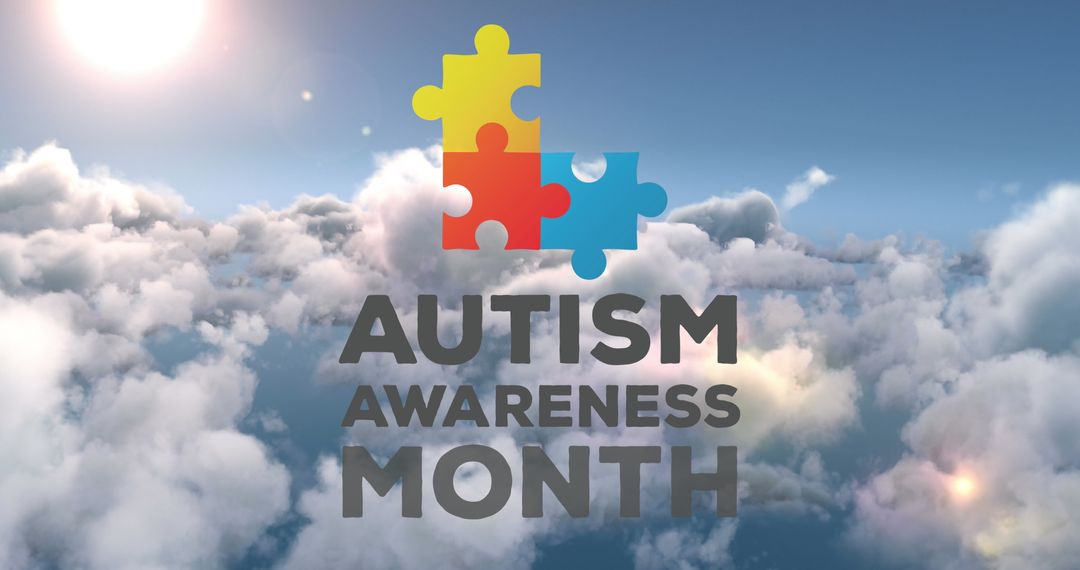 Autism Awareness Month Puzzle Piece Symbol in Sky