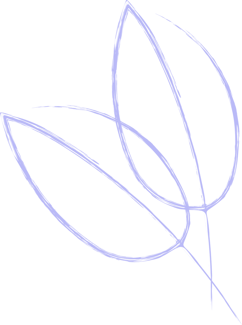 Minimalist Periwinkle Leaves Art on Transparent Background