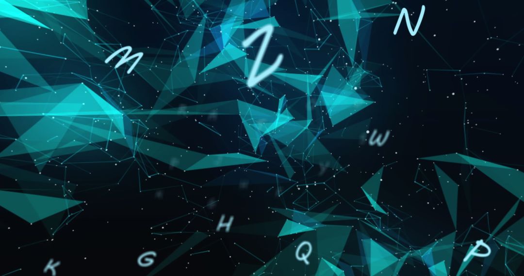 Dynamic Letters Float Among Glowing Blue Network Connections