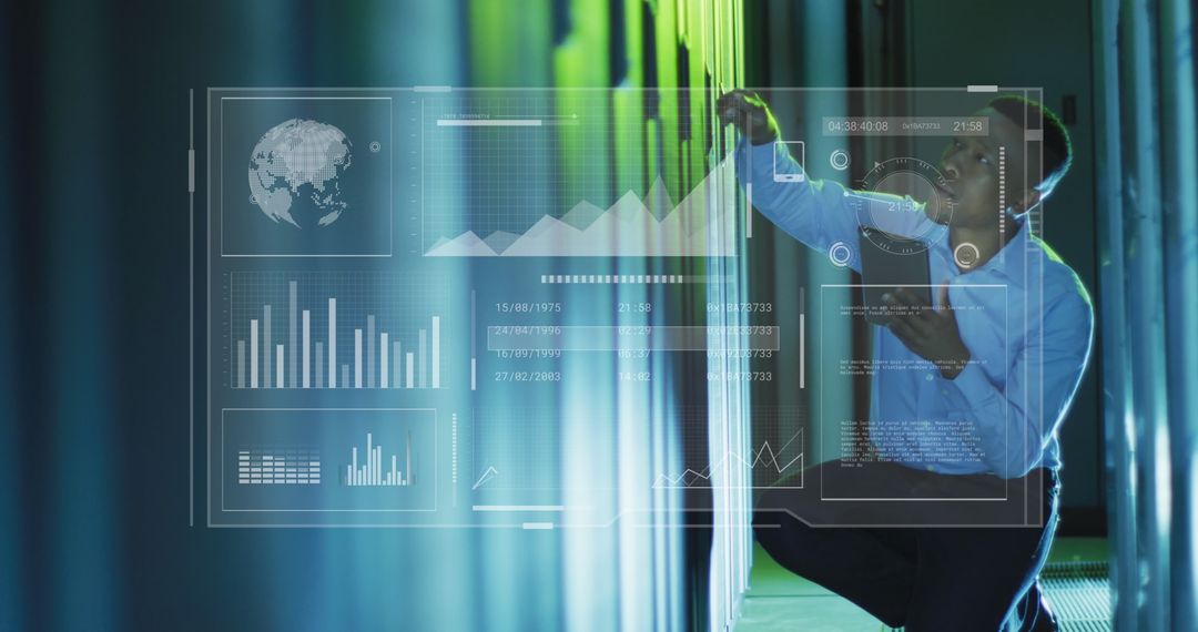 African American IT Engineer Analyzing Server Technology