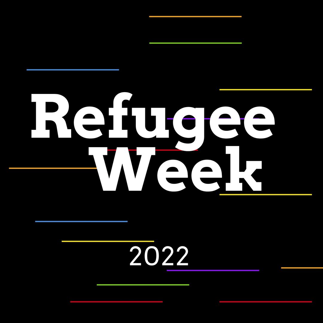 Refugee Week 2022 Celebration Poster with Colorful Lines on Black Background - Download Free Stock Templates Pikwizard.com