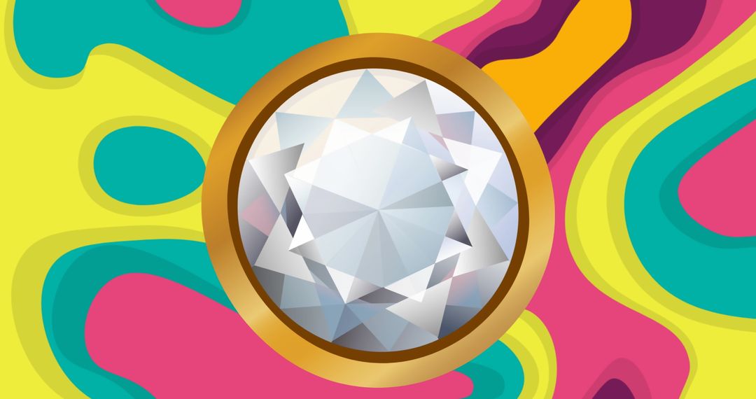 Geometric Circle on Vibrant Retro Pattern Background