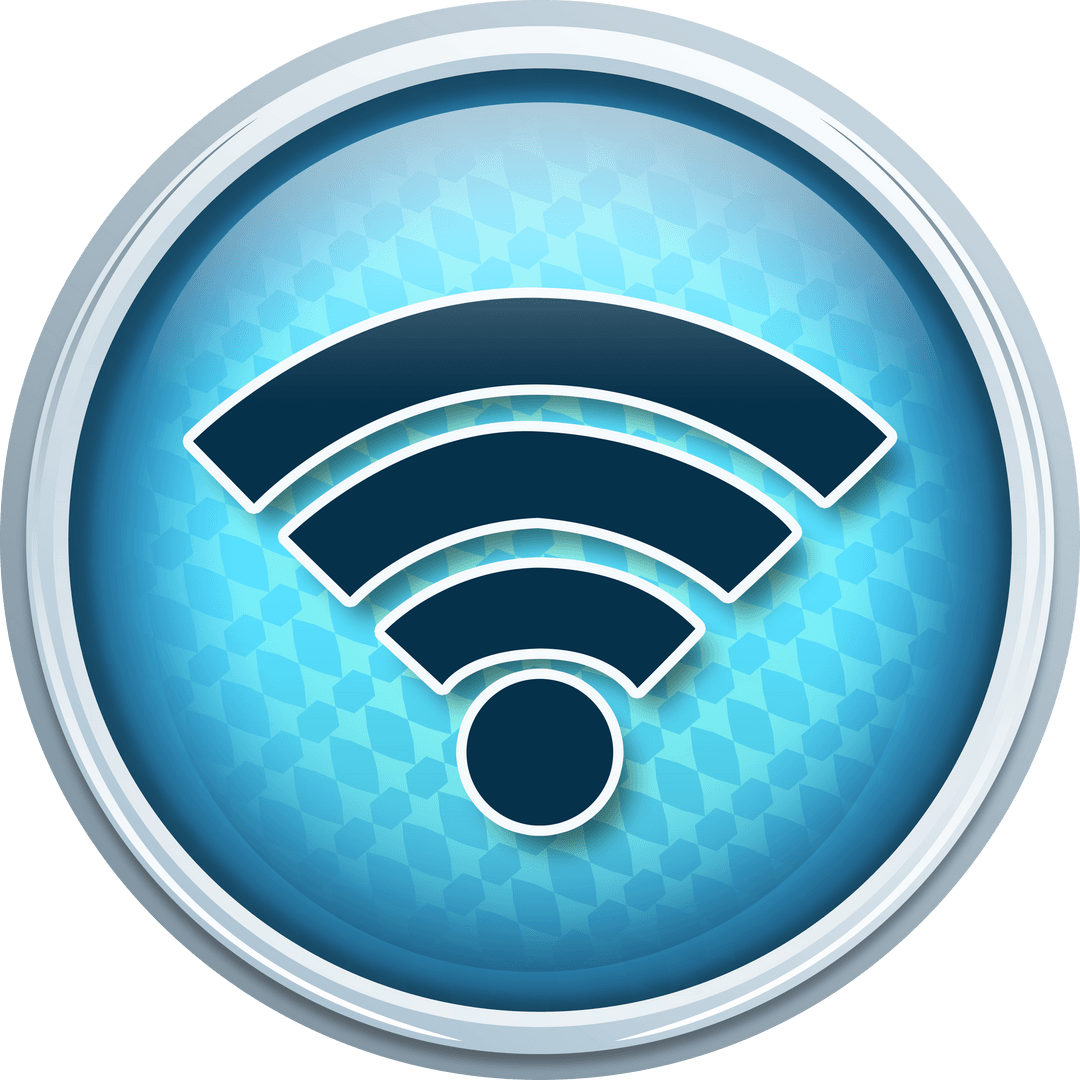 Transparent Wi-Fi Symbol Button on Blue Circle