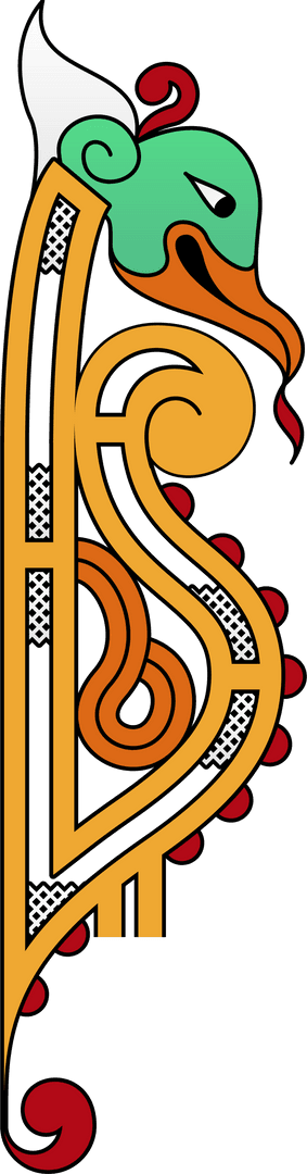 Art Nouveau Bird Motif with Transparent Background