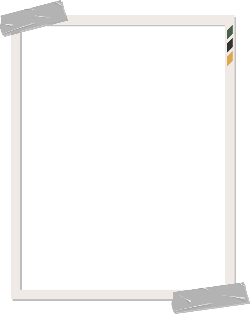 Simplistic Polaroid-Style Frame with Tape Accents for Transparent Background