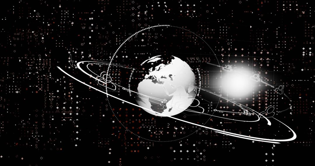 Futuristic Digital Globe with Orbital Connectivity Elements
