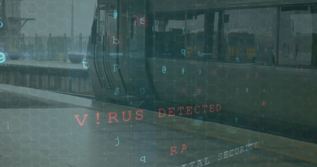 Digital Virus Alert on Train Station Interface