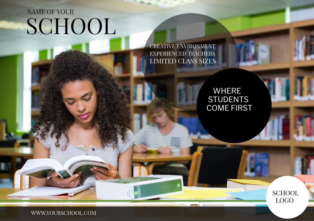 focused student studying in library surrounded by books - Download Free Stock Images Pikwizard.com