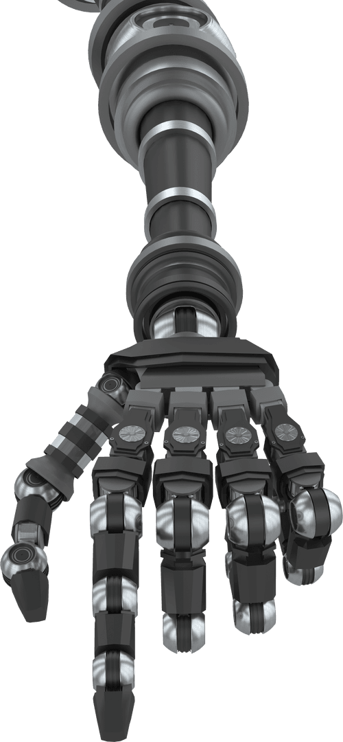 Transparent Futuristic Robotic Arm with Detailed Mechanics