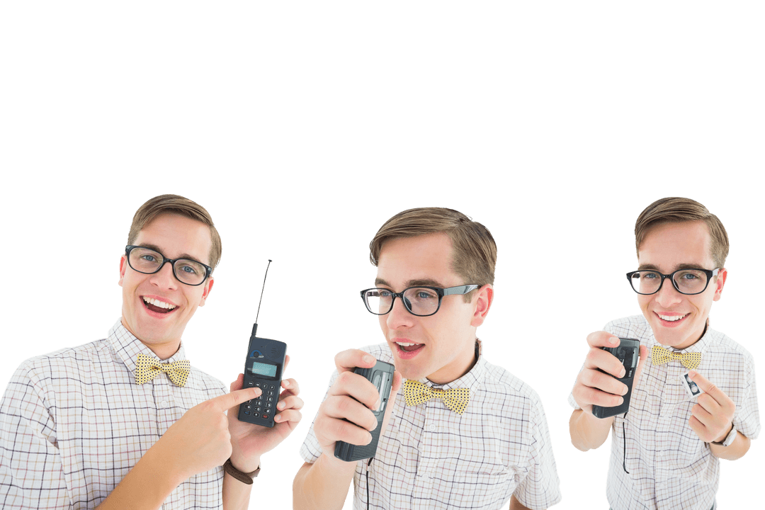 Caucasian Man Enthusiastically Using Short Wave Radio Transparent Format - Download Free Stock Images Pikwizard.com