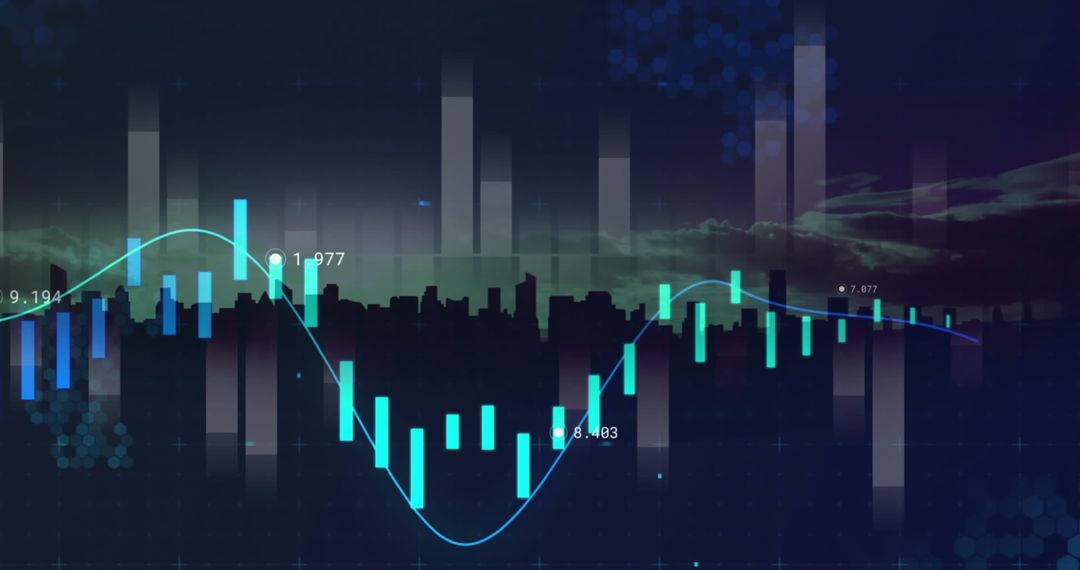 Abstract Financial Data Chart Over Urban Skyline