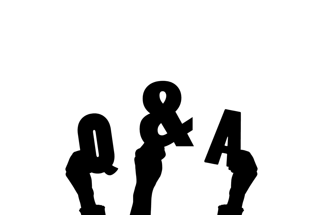 Transparent Q&A Icon with Hands Gesture Symbolizing Communication