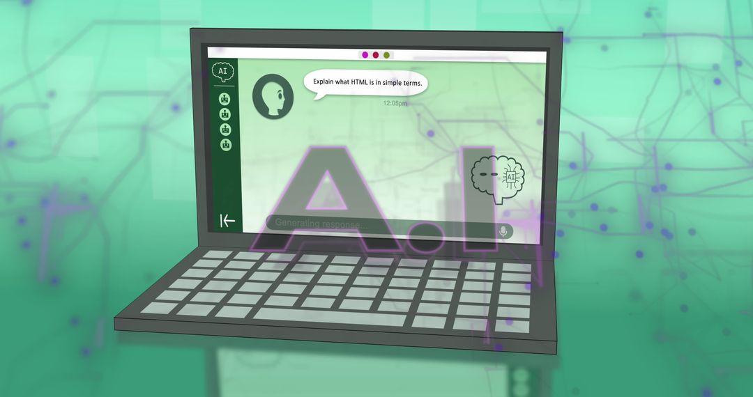 Digital Interface with AI Chat on Laptop Display