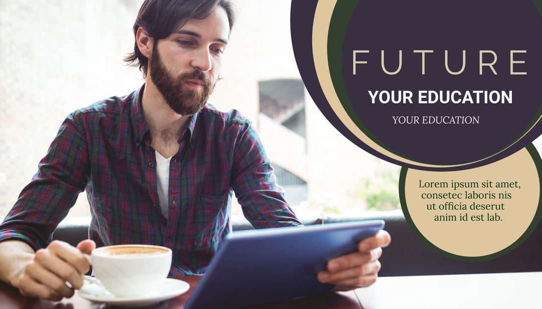 Man Engaging with Tablet for Online Education Concept