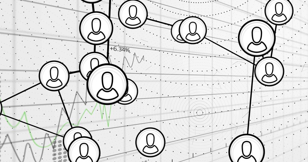 Digital Networking Illustration with Avatar Icons and Data