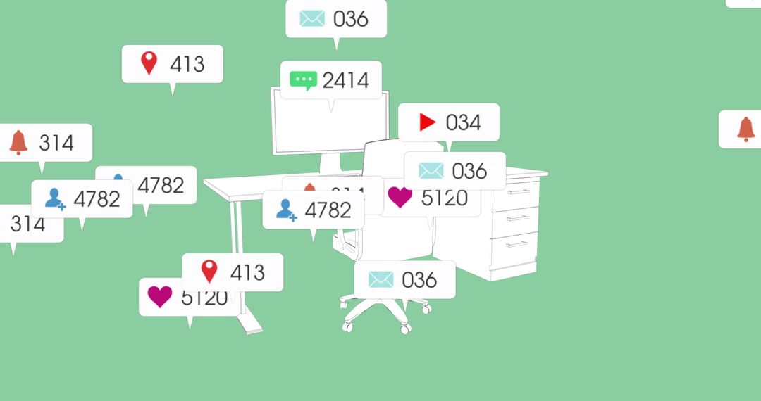 Digital Notifications Flooding Office Workspace