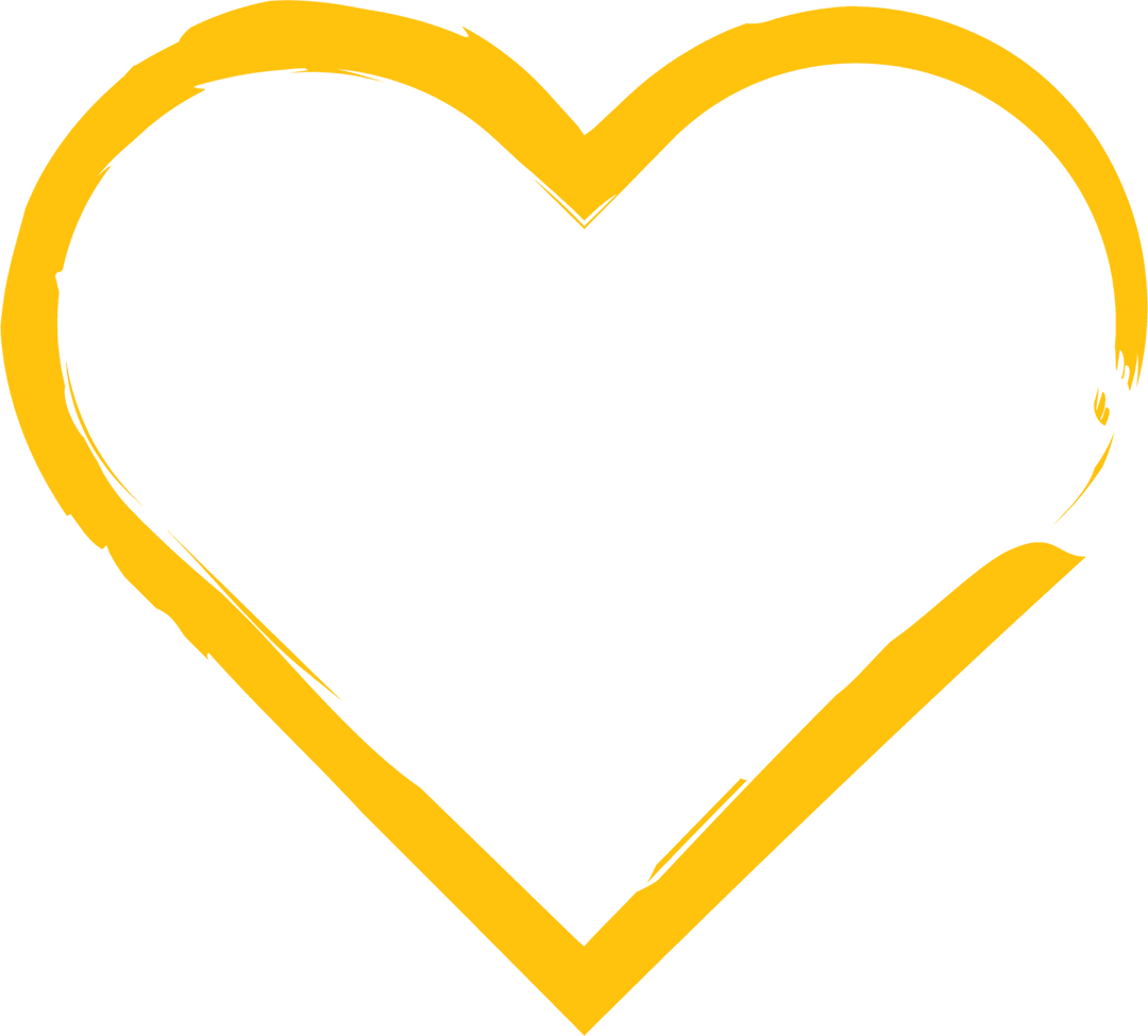 Yellow Heart Outline on Transparent Background