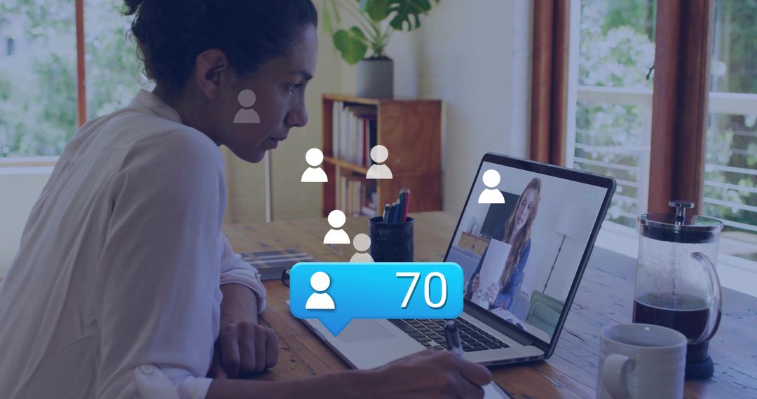 Remote Employee Participating in Online Conference with Colleague