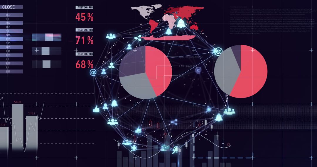 Global Data Processing Technology Concept with Statistical Graphics
