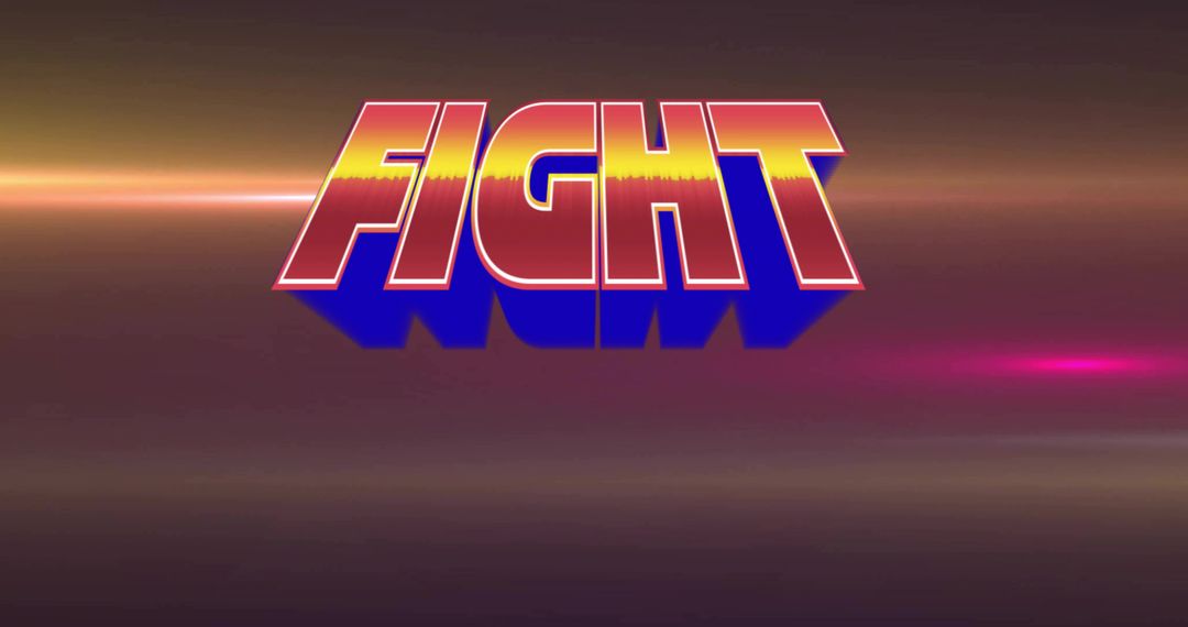 Retro 3D Fight Text on Gradient with Neon Effects