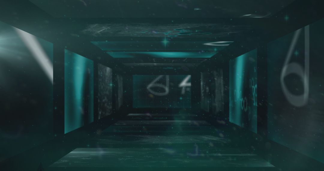 Futuristic Digital Tunnel of Numbers and Symbols