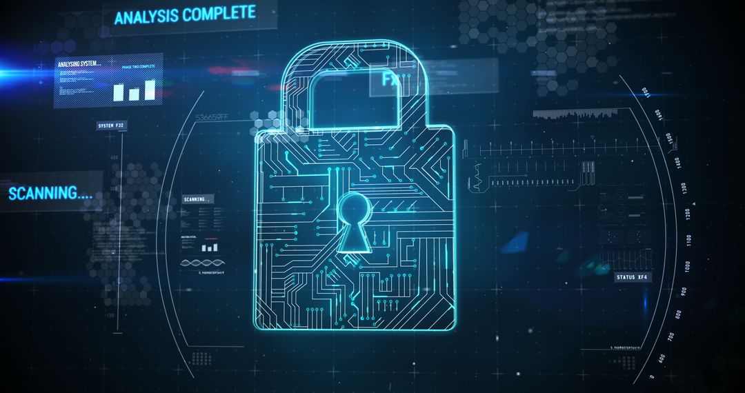 Futuristic Digital Padlock with High-Tech Interface