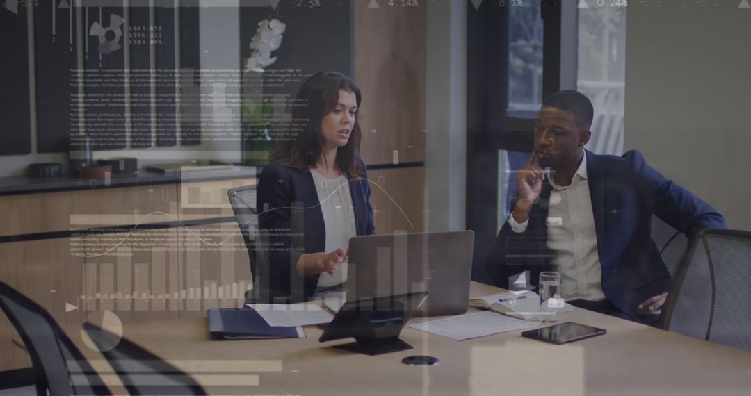 Diverse Team Engaged in High-Tech Financial Data Analysis