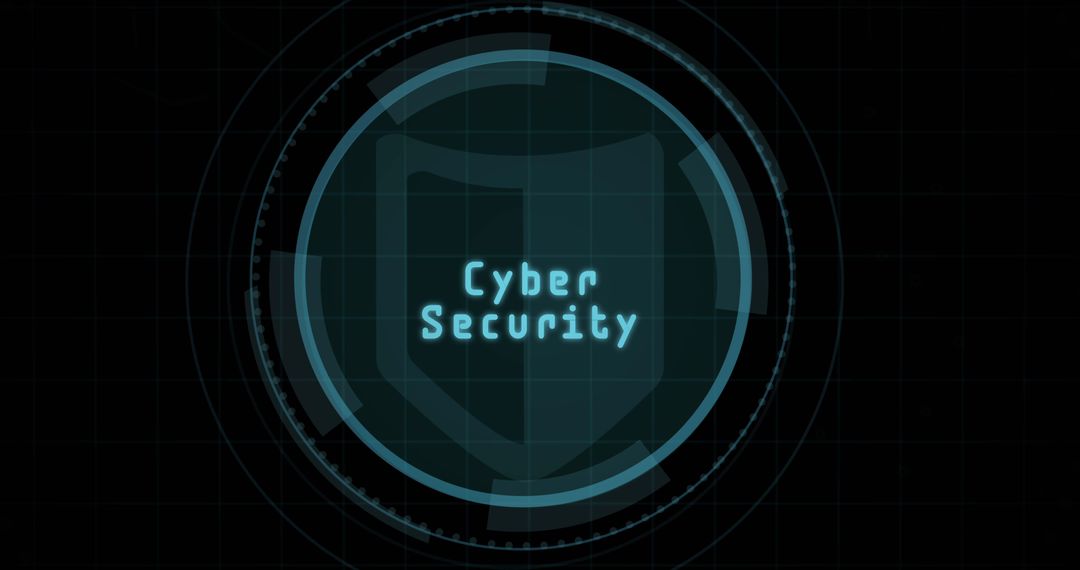 Cyber Security Graphic with Shield Icon on Digital Background