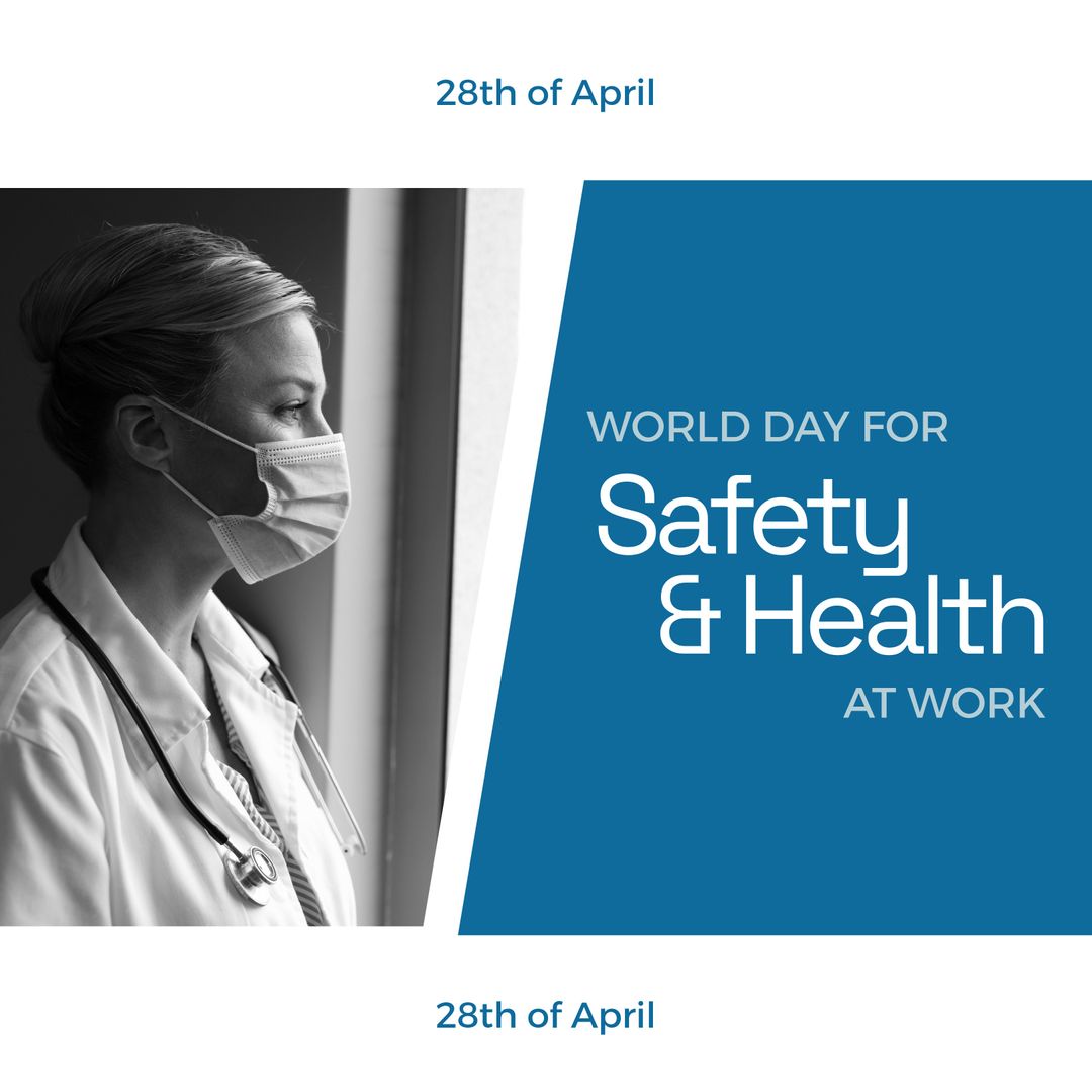 Female Doctor Wearing Face Mask for World Day of Safety and Health at Work - Download Free Stock Templates Pikwizard.com