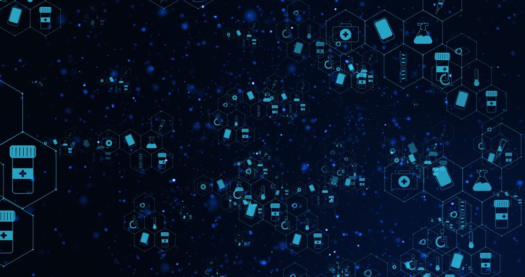 Futuristic Medical Interface with Data and Science Icons