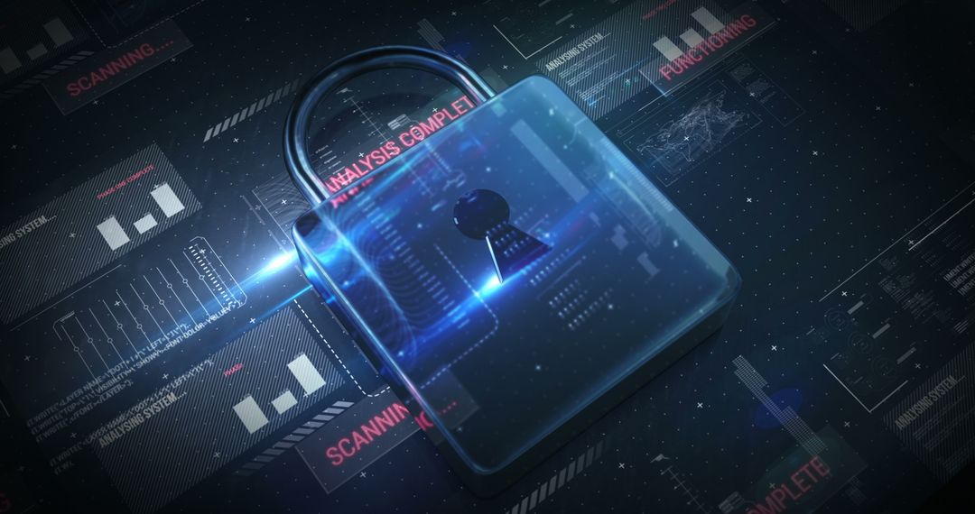 Futuristic Cyber Security Concept with Digital Padlock