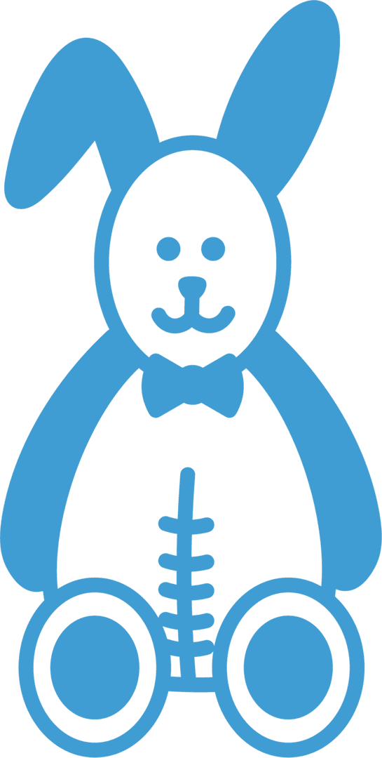 Blue Toy Rabbit Icon on Transparent Background Vector Illustration