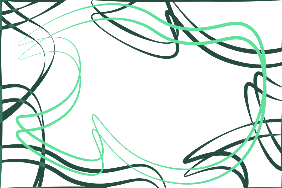 Abstract Curved Green Lines on Transparent Background