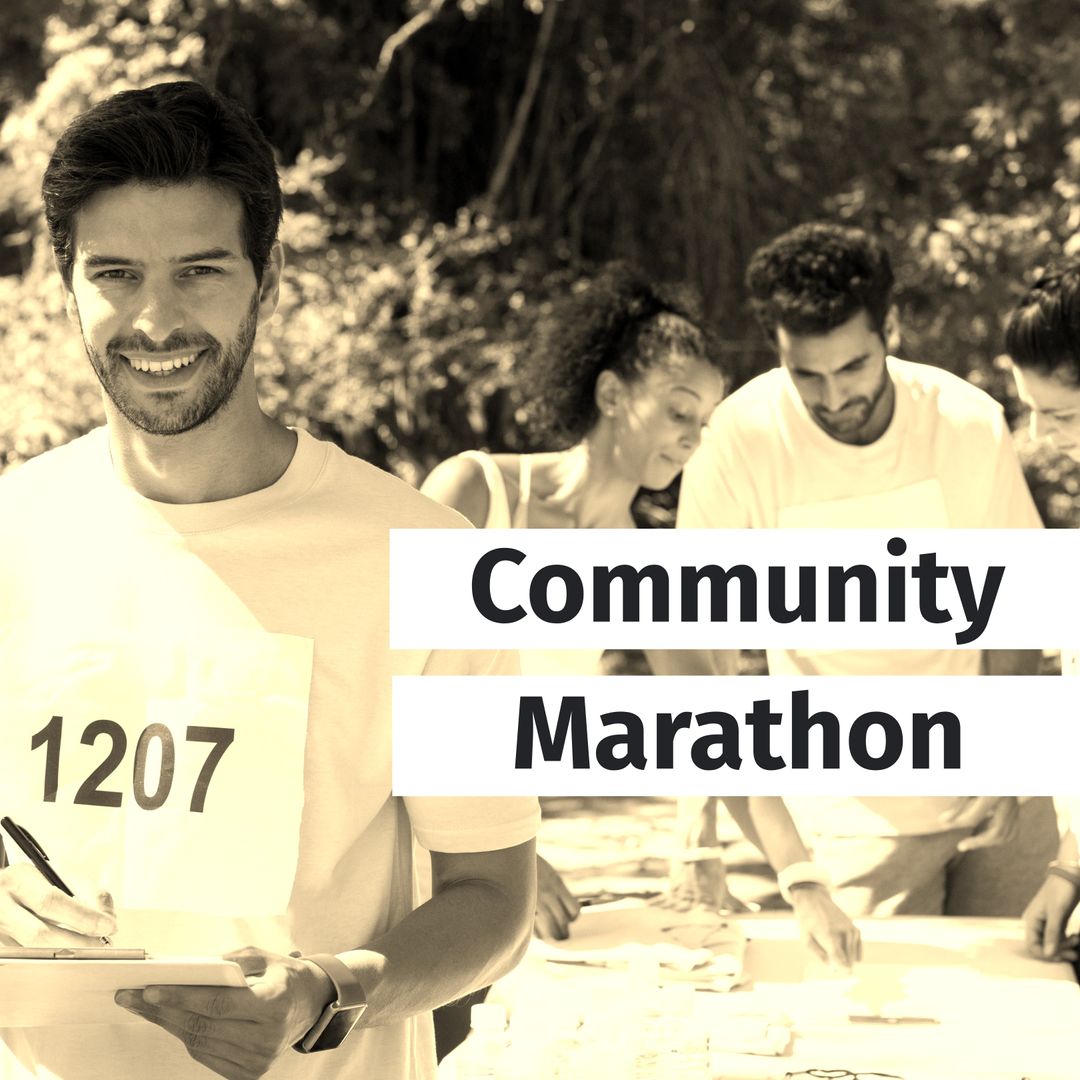 Diverse Group Registering for a Community Marathon Outdoors