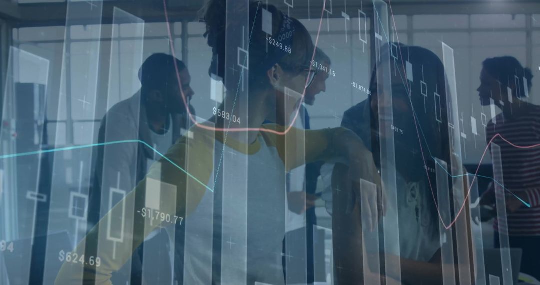 Team Collaboration Amidst Digital Financial Data Overlay