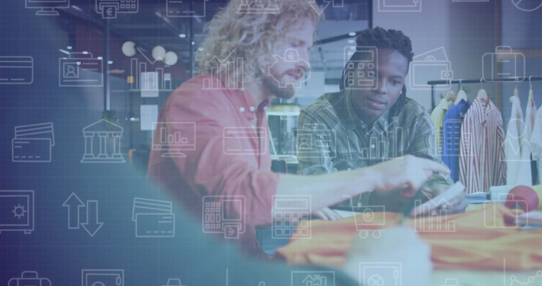 Diverse Colleagues Discussing Digital Analytics in Modern Office