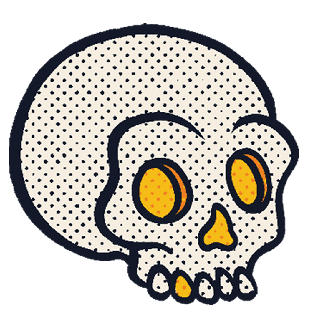 Retro Halftone Skull Illustration with Transparent Background