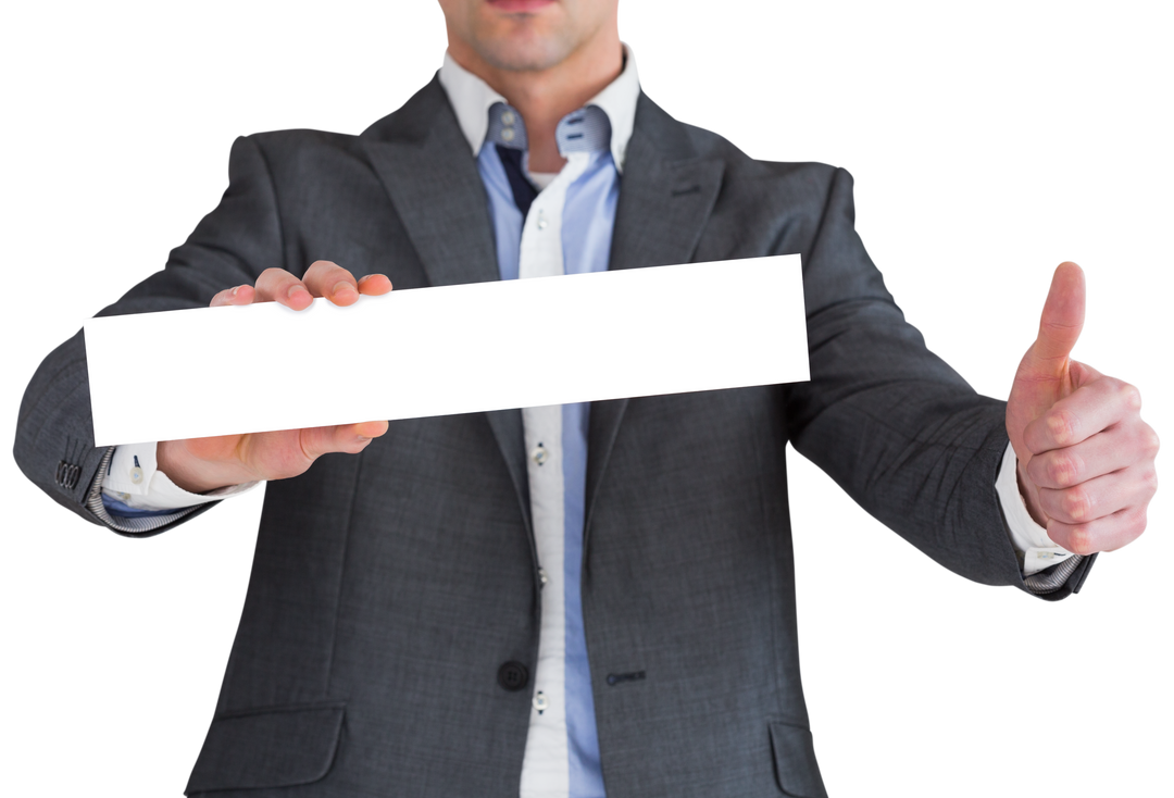 Transparent Businessman Presenting Blank Card Offering Features - Download Free Stock Images Pikwizard.com