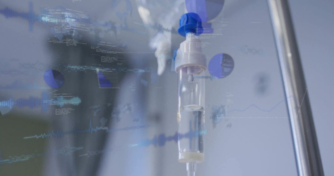 Digital Medical Interface with Intravenous Drip in Hospital Setting