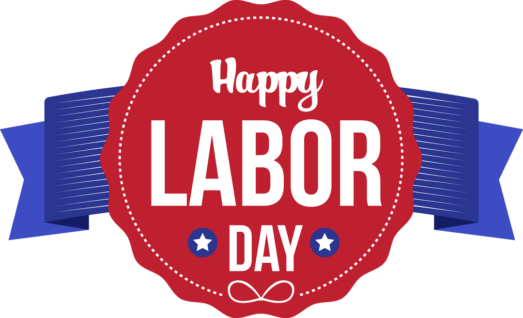 Happy Labor Day Badge on Transparent Background for Celebration