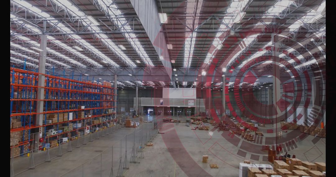 Expansive Warehouse Interior Emphasizing Storage and Logistics