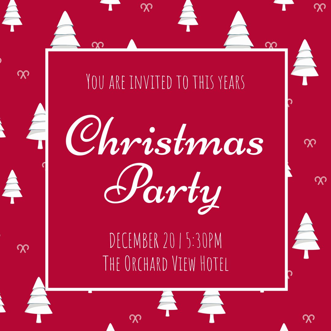 Festive Christmas Party Invitation Template with Trees
