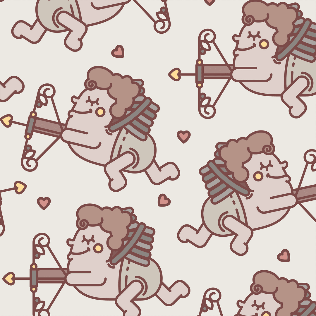 Cute Bow-Yielding Cherubs Pattern on Transparent Background