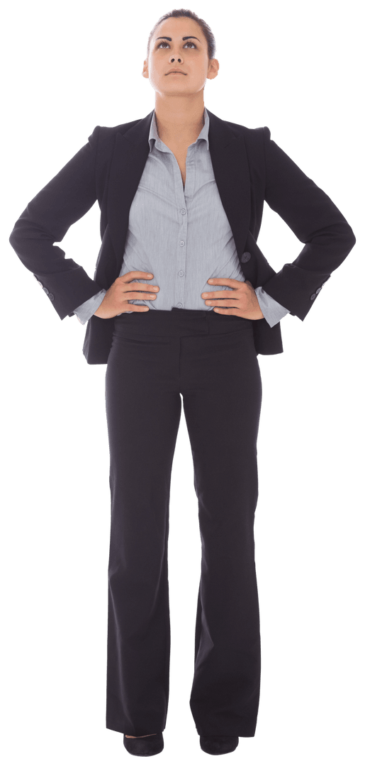 Biracial Businesswoman in Power Pose on Transparent Background