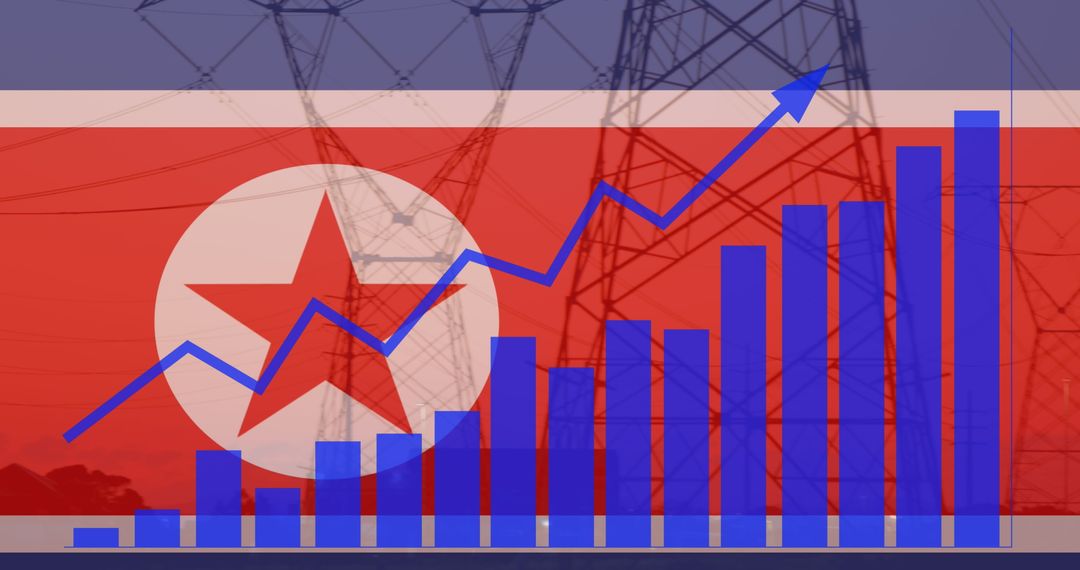 Growing Economic Data Illustration with North Korea Flag Background