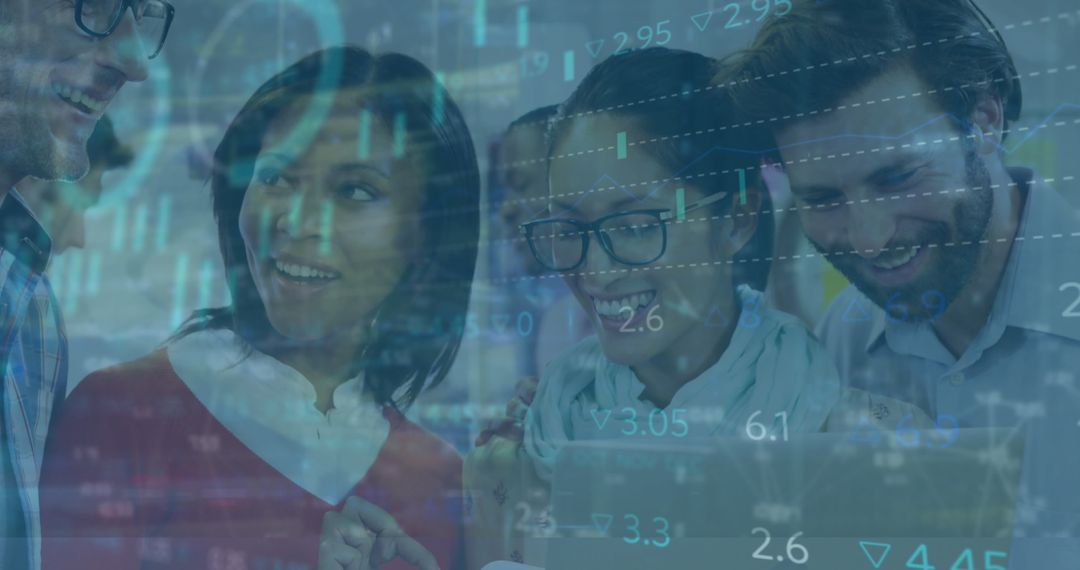 Dynamic Multicultural Team Engaged in Stock Market Analysis