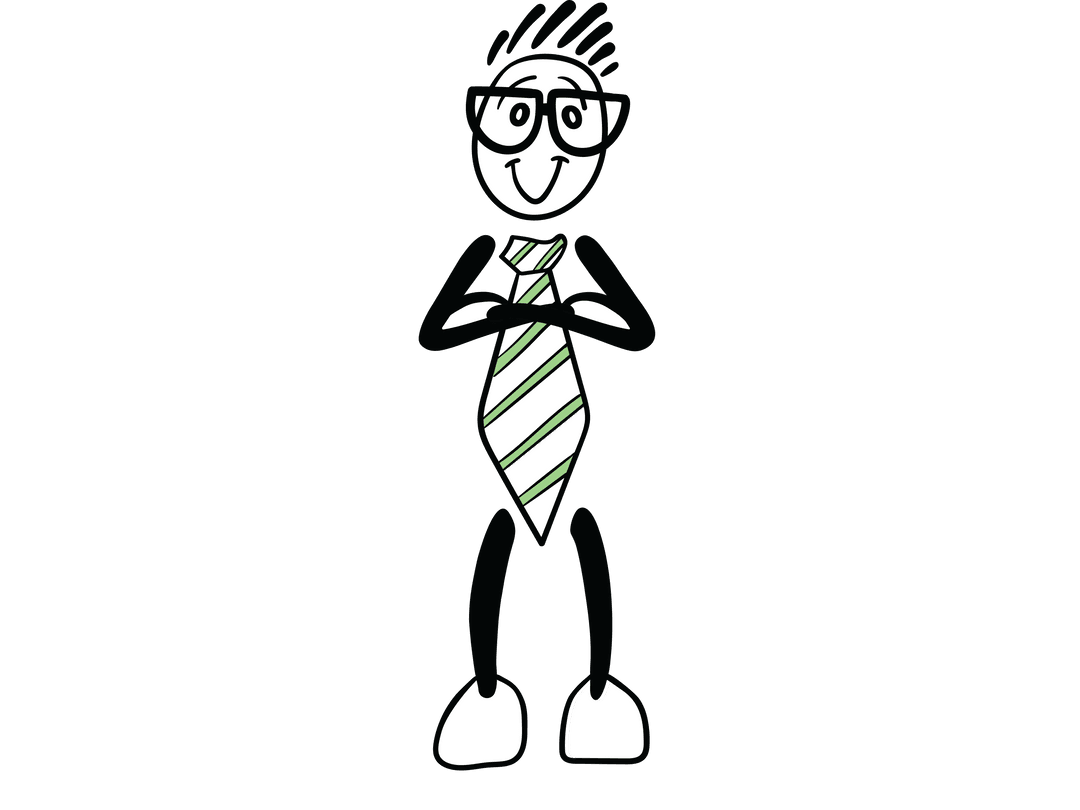 Male Cartoon with Transparent Background and Crossed Arms