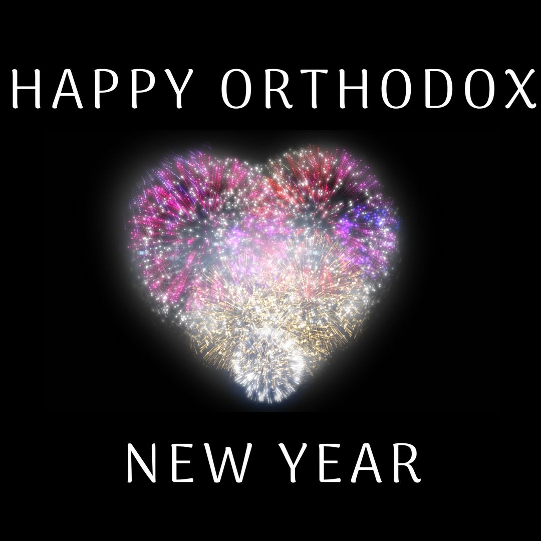 Heart-Shaped Fireworks Celebrating Orthodox New Year