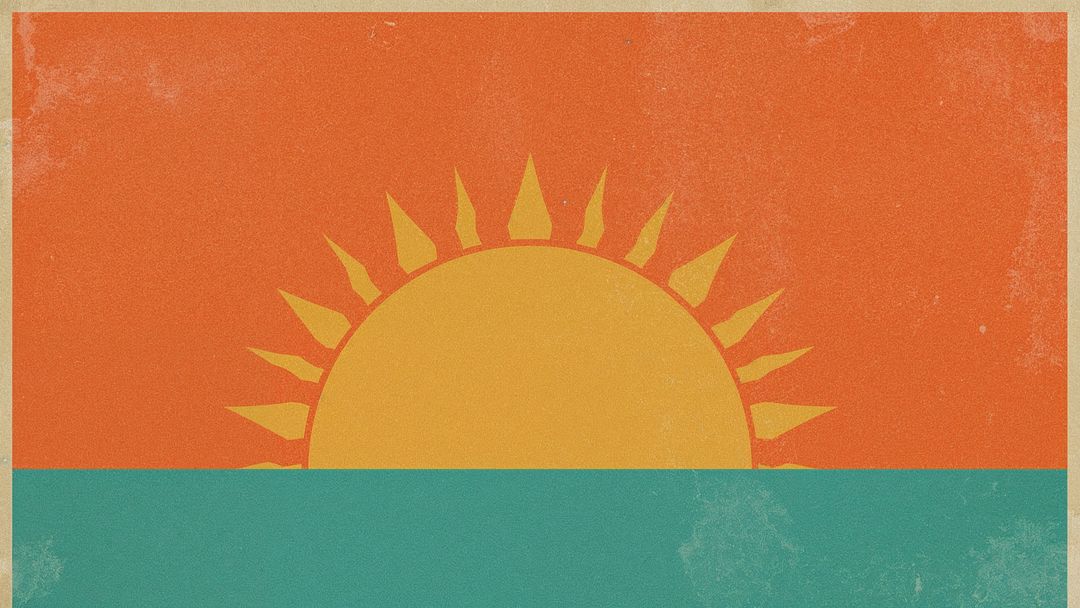 Vibrant Sunrise Scene with Abstract Design